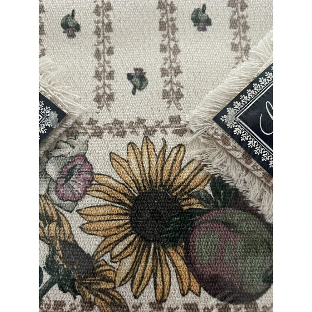 Vintage Stevens Linen Placemats Napkins Cup Towel Original Packaging Flowers